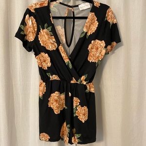 Black Floral Romper Size Small